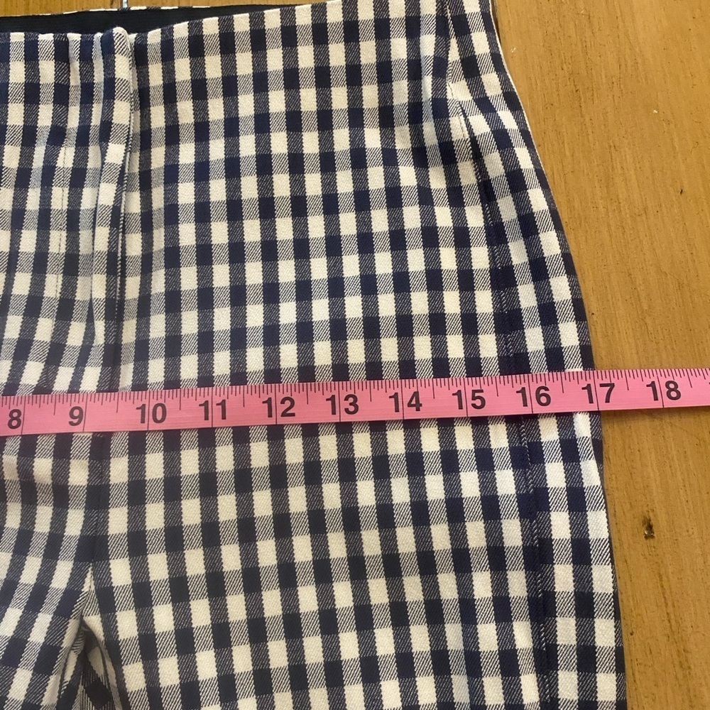 Ann Taylor Women’s Gingham Checkered Pants Elastic Waist Size 0 blue white - Picture 10 of 12